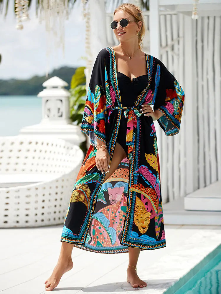 Boho Bliss Printed Belted Kimono