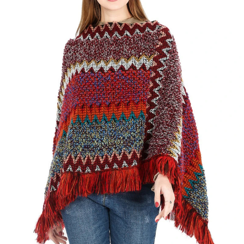 Vintage Tassel Knitted Poncho