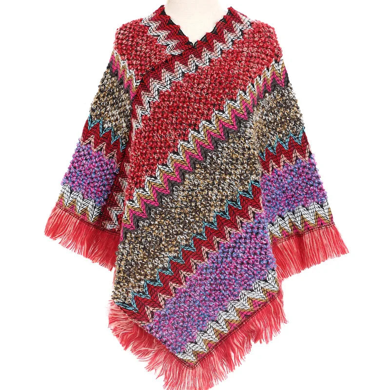 Vintage Tassel Knitted Poncho