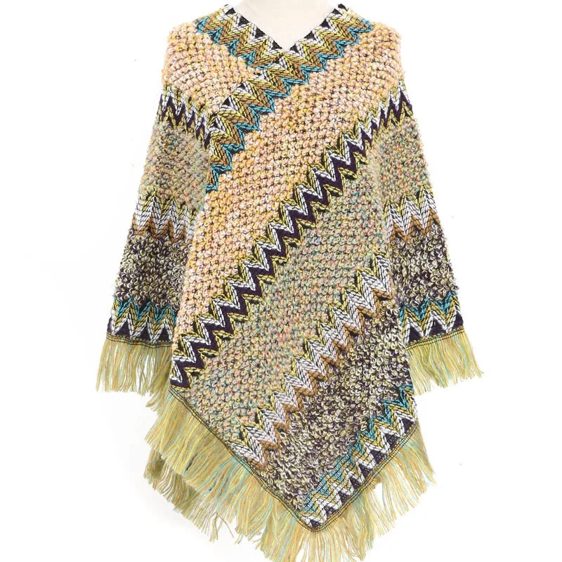 Vintage Tassel Knitted Poncho