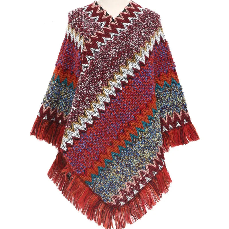 Vintage Tassel Knitted Poncho