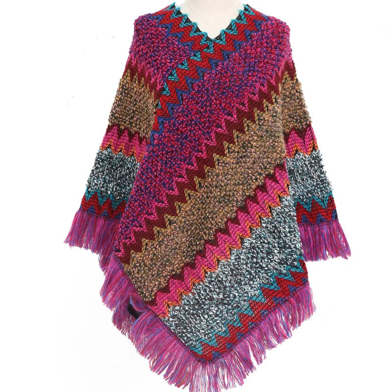 Vintage Tassel Knitted Poncho