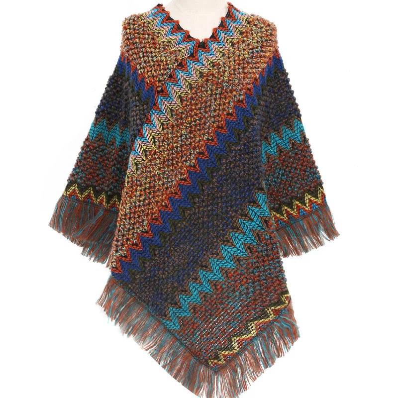 Vintage Tassel Knitted Poncho